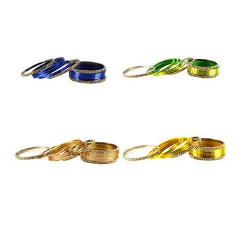 Brass multicolor  stone stud bangle combo 1