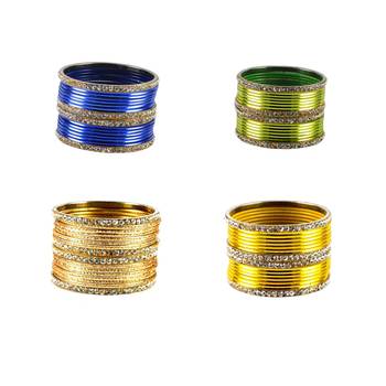 Brass multicolor  stone stud bangle combo 2