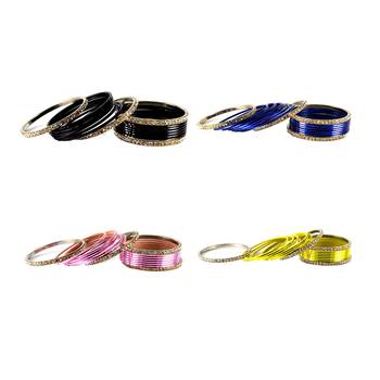 Brass multicolor  stone stud bangle combo 2