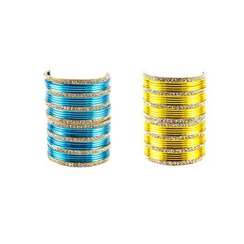 Brass multicolor  stone stud bangle combo 2