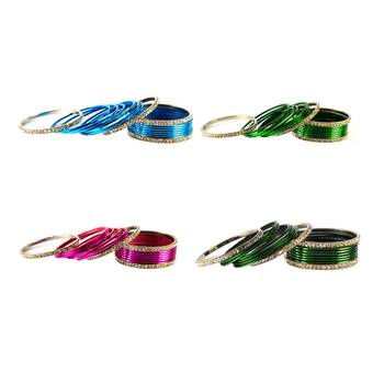 Brass multicolor  stone stud bangle combo 1