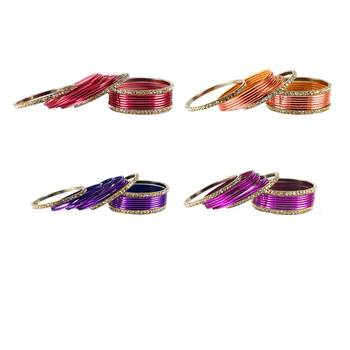 Brass multicolor  stone stud bangle combo 1