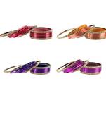 Brass multicolor  stone stud bangle combo