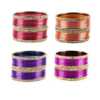 Brass multicolor  stone stud bangle combo 2
