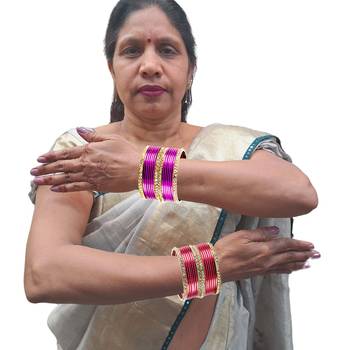 Brass multicolor  stone stud bangle combo 3