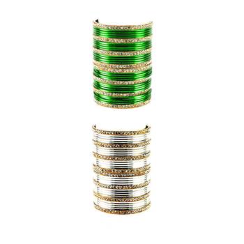 Brass multicolor  stone stud bangle combo 1