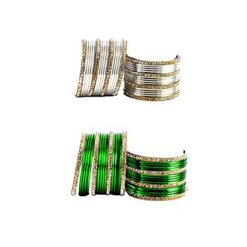Brass multicolor  stone stud bangle combo 2