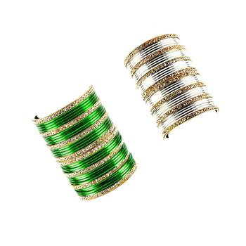Brass multicolor  stone stud bangle combo 3