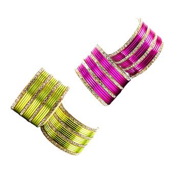 Brass multicolor  stone stud bangle combo 1