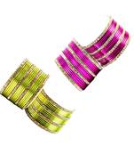 Brass multicolor  stone stud bangle combo