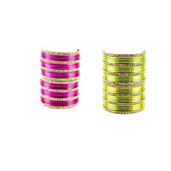 Brass multicolor  stone stud bangle combo 2