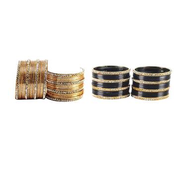 Brass multicolor  stone stud bangle combo 1