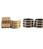 Brass multicolor  stone stud bangle combo