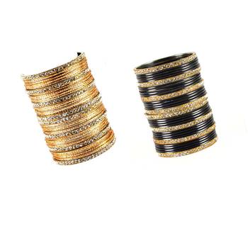 Brass multicolor  stone stud bangle combo 2