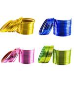 Brass multicolor  plain bangle combo