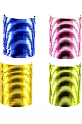 Brass multicolor  plain bangle combo