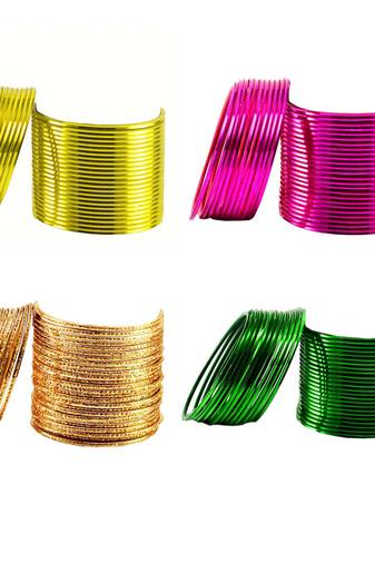 Brass multicolor  plain bangle combo
