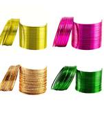 Brass multicolor  plain bangle combo