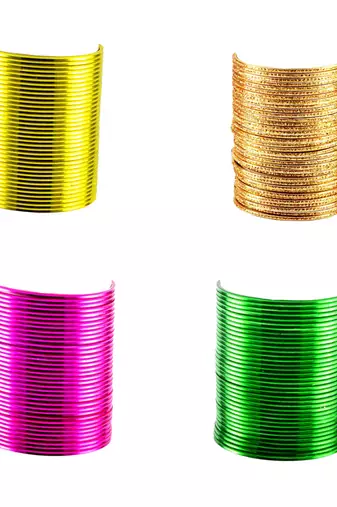 Brass multicolor  plain bangle combo