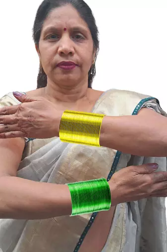 Brass multicolor  plain bangle combo