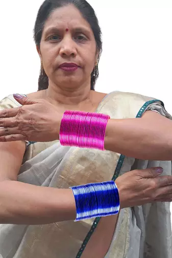 Brass multicolor  plain bangle combo