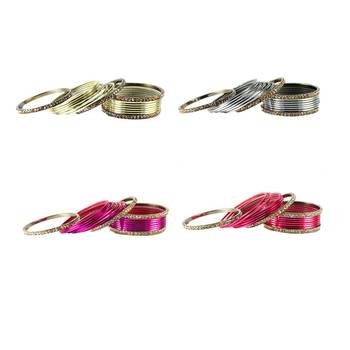 Brass multicolor  stone stud bangle combo 2