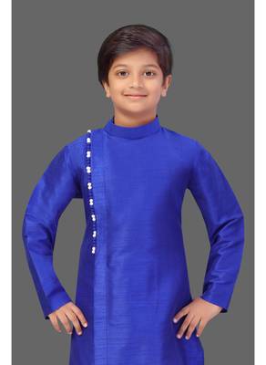 Royal blue art silk boys kurta pyjama 1