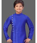 Royal blue art silk boys kurta pyjama