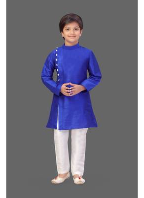 Royal blue art silk boys kurta pyjama 2