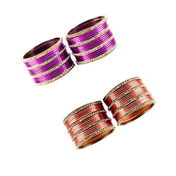 Brass multicolor  stone stud bangle combo 2