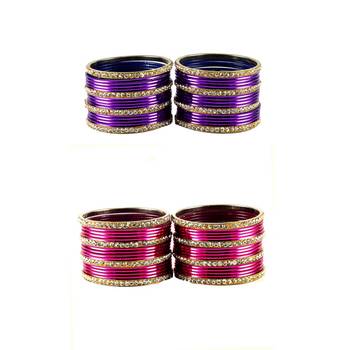 Brass multicolor  stone stud bangle combo 1