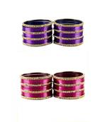 Brass multicolor  stone stud bangle combo