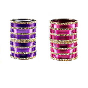 Brass multicolor  stone stud bangle combo 2