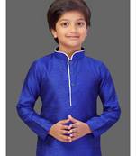 Royal blue jacquard boys kurta pyjama
