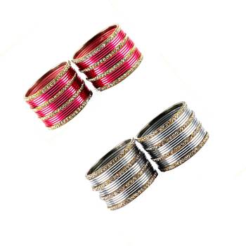 Brass multicolor  stone stud bangle combo 1