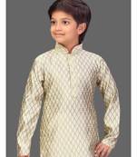 Dual tone gold  jacquard boys kurta pyjama