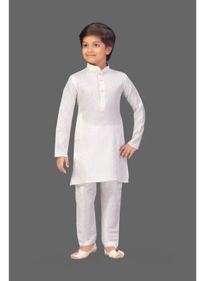 White brocade boys kurta pyjama 2