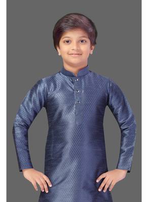 Grey dobi dupion boys kurta pyjama 1