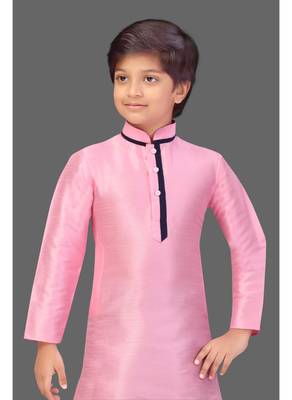 Pink art silk boys kurta pyjama 1