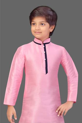 Pink art silk boys kurta pyjama
