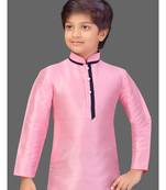 Pink art silk boys kurta pyjama