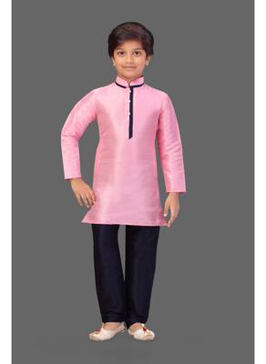 Pink art silk boys kurta pyjama 2