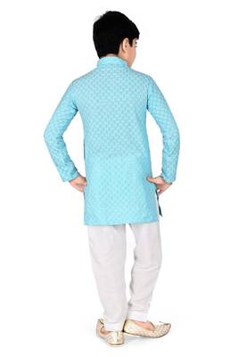 Blue Chikankari boys kurta pyjama 3
