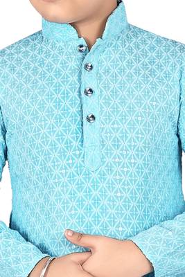 Blue Chikankari boys kurta pyjama 4