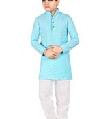 Blue Chikankari boys kurta pyjama