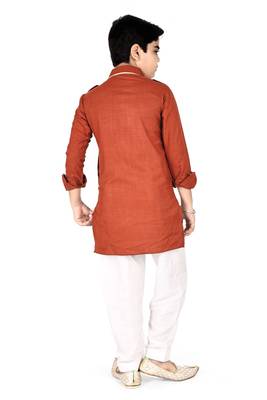 Mustard cotton boys kurta pyjama 2