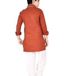Mustard cotton boys kurta pyjama