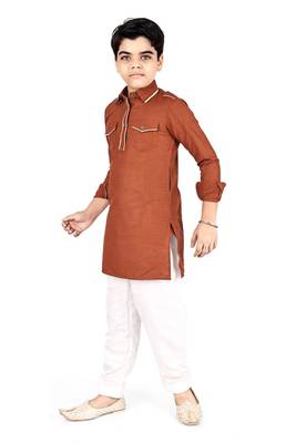 Mustard cotton boys kurta pyjama 4