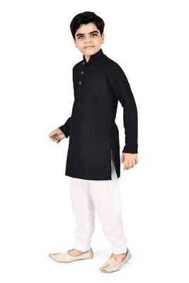 Black Chikankari boys kurta pyjama 1