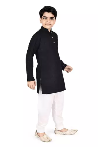 Black Chikankari boys kurta pyjama